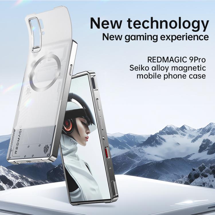 For ZTE nubia RedMagic 9 Pro / 9 Pro+ Alloy Frame Frosted Magnetic Single-sided Phone Case(Black)