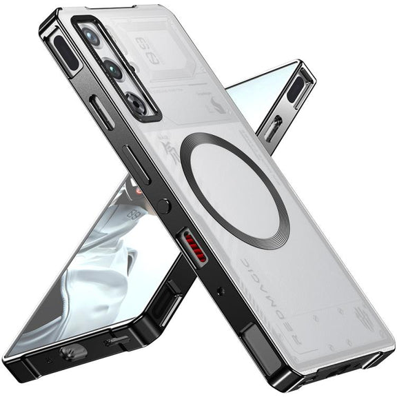 For ZTE nubia RedMagic 9 Pro / 9 Pro+ Alloy Frame Frosted Magnetic Single-sided Phone Case(Black)