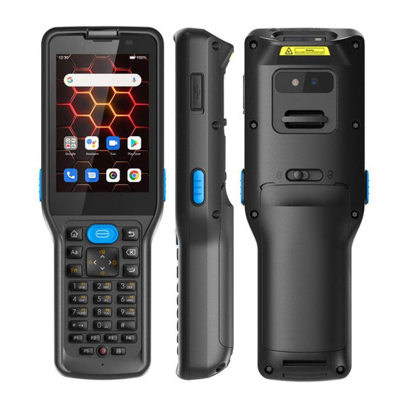 UNIWA V350 Handheld Rugged 2D Barcode Scanner, 4GB+64GB, 3.5 inch Android 12 Mediatek MT6761 Quad Core, T9 Keyboard, NFC, Network: 4G, Plug:EU Plug(Black)