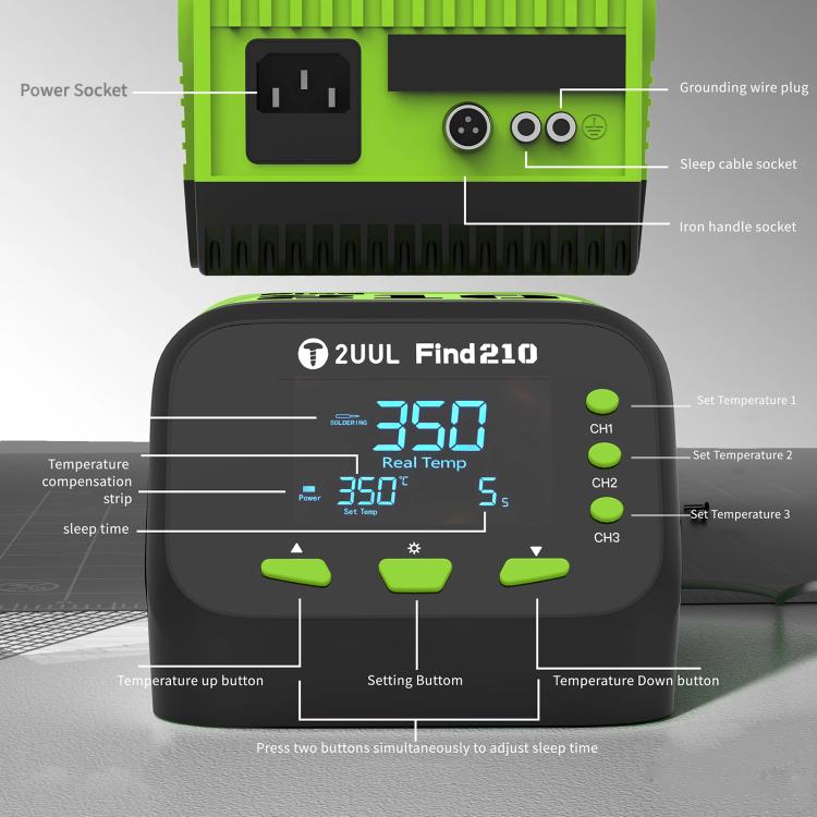 2uul FD01 Find210 60W High-Power AC Transformer Soldering Station, Plug:EU Plug