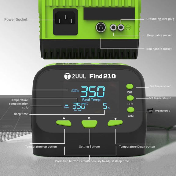 2uul FD01 Find210 60W High-Power AC Transformer Soldering Station, Plug:EU Plug