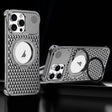 For iPhone 16 Pro Max R-JUST RJ-64 Aromatherapy Heat Dissipation MagSafe Phone Case with Stand(Grey) - free shipping - PMc TechLife - Order now!