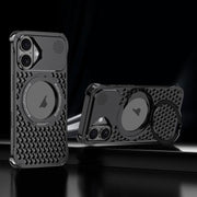 For iPhone 16 R-JUST RJ-64 Aromatherapy Heat Dissipation MagSafe Phone Case with Stand(Black)
