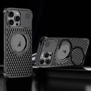 For iPhone 14 Pro R-JUST RJ-64 Aromatherapy Heat Dissipation MagSafe Phone Case with Stand(Black)