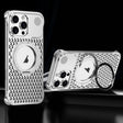 For iPhone 14 Pro Max R-JUST RJ-64 Aromatherapy Heat Dissipation MagSafe Phone Case with Stand(Silver) - free shipping - PMc TechLife - Order now!