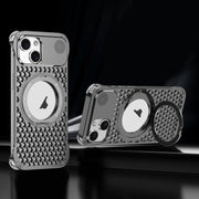 For iPhone 14 R-JUST RJ-64 Aromatherapy Heat Dissipation MagSafe Phone Case with Stand(Grey)