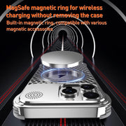 For iPhone 15 Pro Max R-JUST RJ-64 Aromatherapy Heat Dissipation MagSafe Phone Case with Stand(Silver)