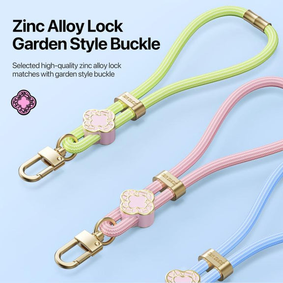 DUX DUCIS Garden Series Begonia Pattern Adjustable Short Phone Lanyard(Green Yellow)