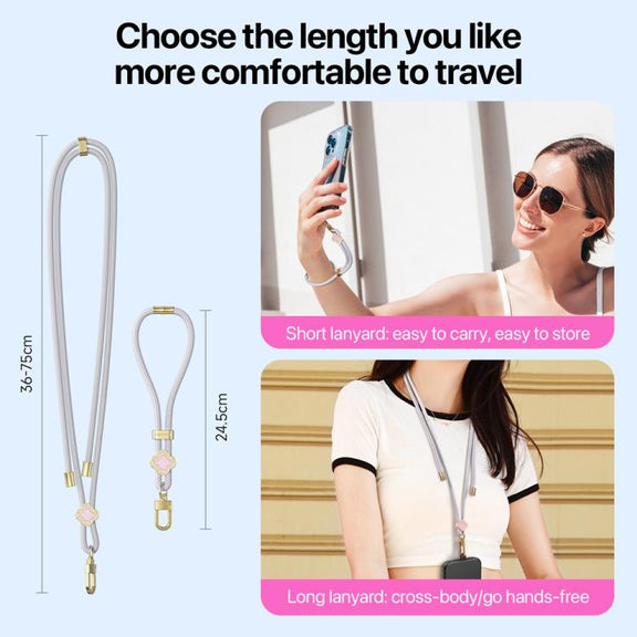 DUX DUCIS Garden Series Begonia Pattern Adjustable Short Phone Lanyard(Grey)