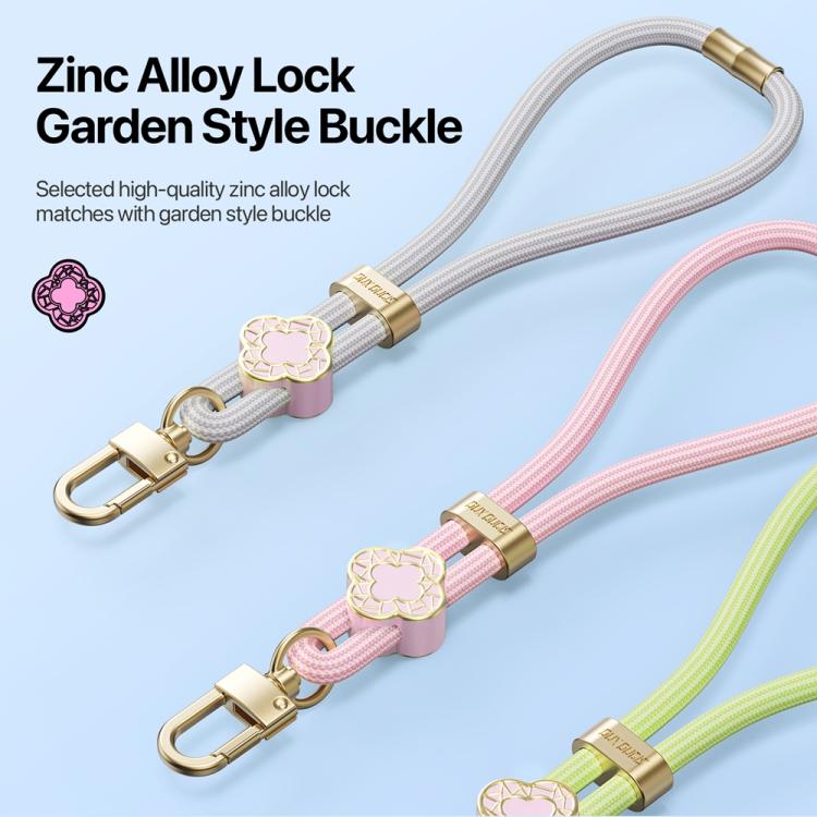 DUX DUCIS Garden Series Begonia Pattern Adjustable Short Phone Lanyard(Grey)