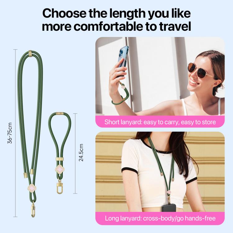 DUX DUCIS Garden Series Begonia Pattern Adjustable Short Phone Lanyard(Army Green)