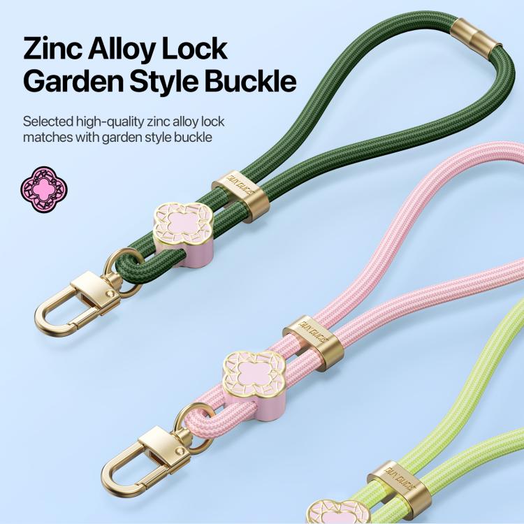 DUX DUCIS Garden Series Begonia Pattern Adjustable Short Phone Lanyard(Army Green)