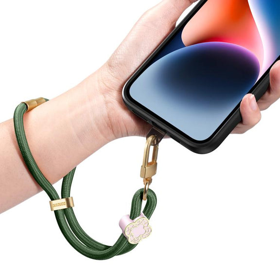 DUX DUCIS Garden Series Begonia Pattern Adjustable Short Phone Lanyard(Army Green)