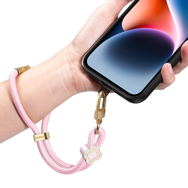 DUX DUCIS Garden Series Begonia Pattern Adjustable Short Phone Lanyard(Light Pink)