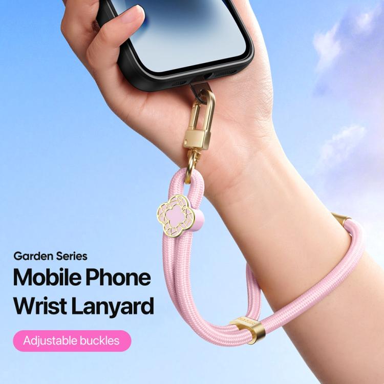 DUX DUCIS Garden Series Begonia Pattern Adjustable Short Phone Lanyard(Light Pink)