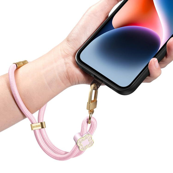 DUX DUCIS Garden Series Begonia Pattern Adjustable Short Phone Lanyard(Light Pink)