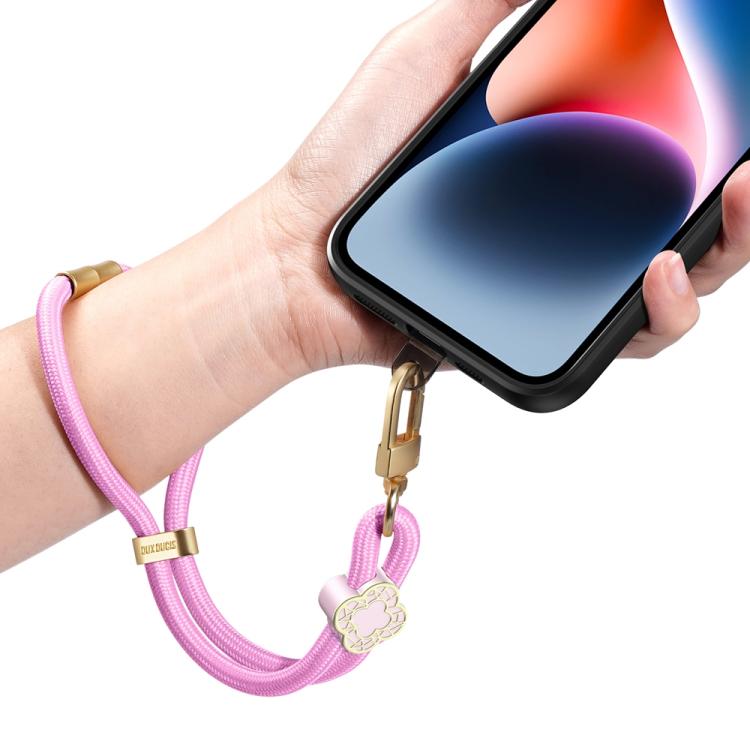 DUX DUCIS Garden Series Begonia Pattern Adjustable Short Phone Lanyard(Pink)