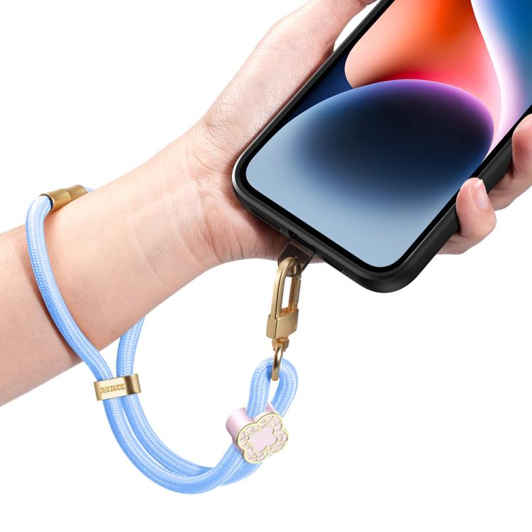 DUX DUCIS Garden Series Begonia Pattern Adjustable Short Phone Lanyard(Sky Blue)