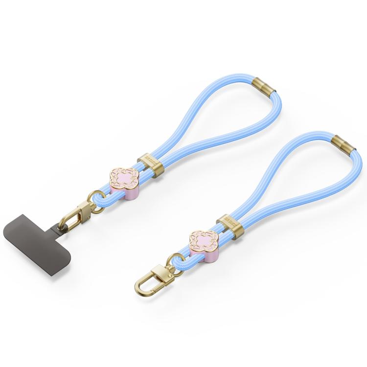 DUX DUCIS Garden Series Begonia Pattern Adjustable Short Phone Lanyard(Sky Blue)