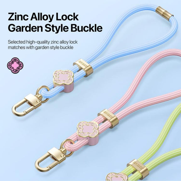 DUX DUCIS Garden Series Begonia Pattern Adjustable Short Phone Lanyard(Sky Blue)