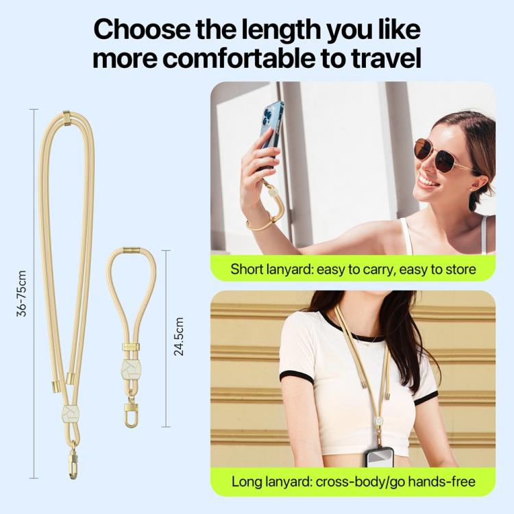 DUX DUCIS Garden Series Broken Ice Pattern Adjustable Short Phone Lanyard(Glaze Yellow)