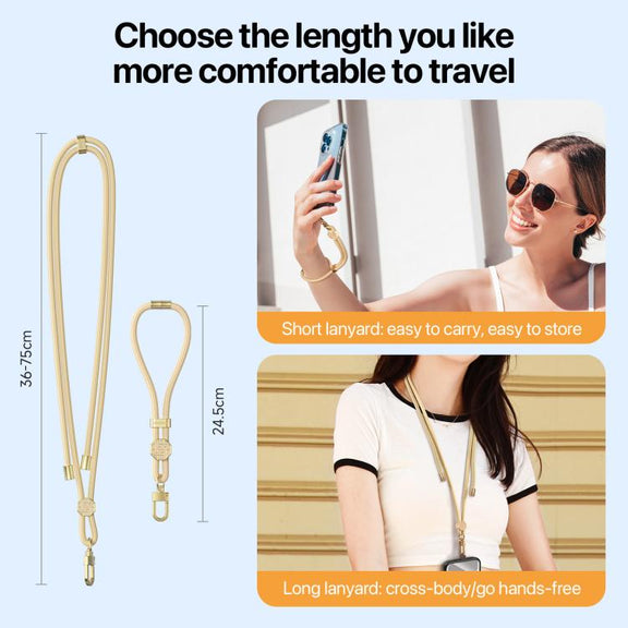 DUX DUCIS Garden Series Swastika Pattern Adjustable Short Phone Lanyard(Glaze Yellow)
