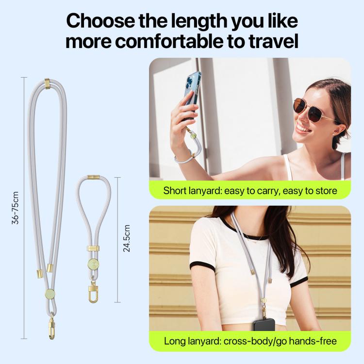 DUX DUCIS Garden Series Tile Pattern Adjustable Short Phone Lanyard(Grey)