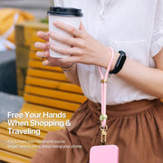 DUX DUCIS Garden Series Tile Pattern Adjustable Short Phone Lanyard(Light Pink)