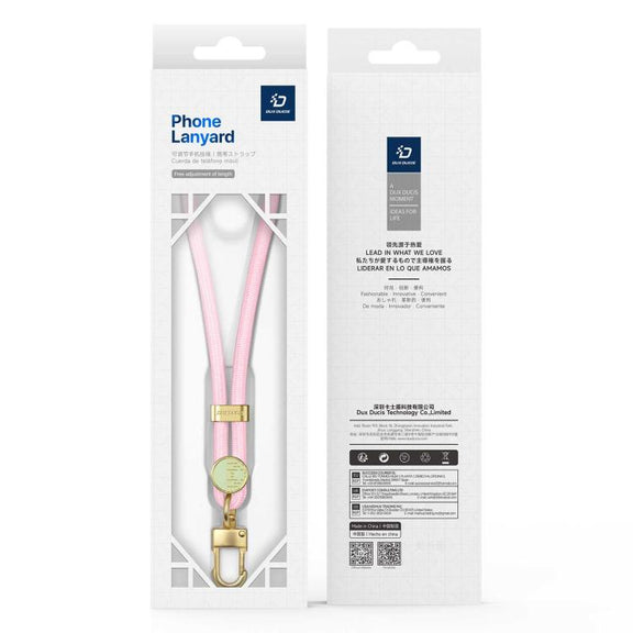 DUX DUCIS Garden Series Tile Pattern Adjustable Short Phone Lanyard(Light Pink)