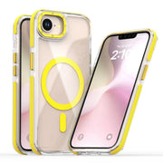 For iPhone 16e Dual-Color Clear Acrylic Hybrid TPU MagSafe Phone Case(Yellow)