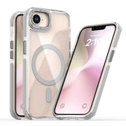 For iPhone 16e Dual-Color Clear Acrylic Hybrid TPU MagSafe Phone Case(Grey)