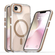 For iPhone 16e Dual-Color Clear Acrylic Hybrid TPU MagSafe Phone Case(Desert Gold)