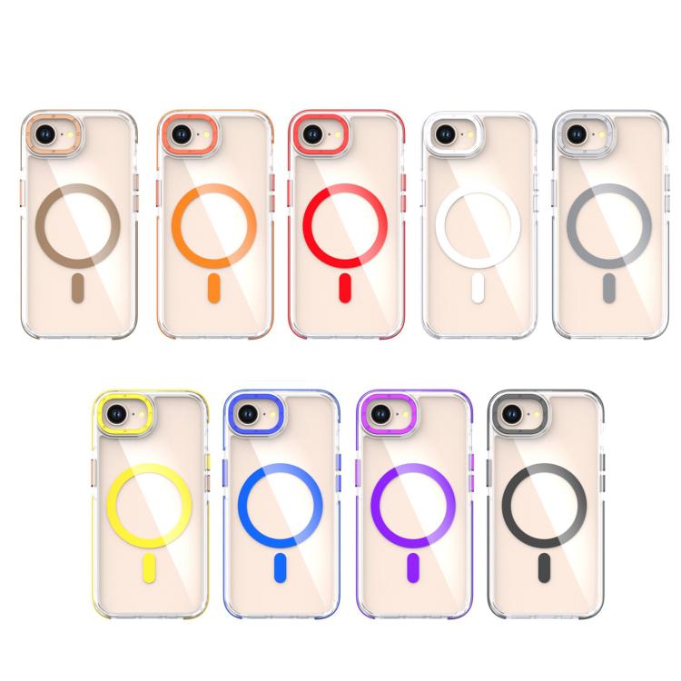 For iPhone 16e Dual-Color Clear Acrylic Hybrid TPU MagSafe Phone Case(Blue)
