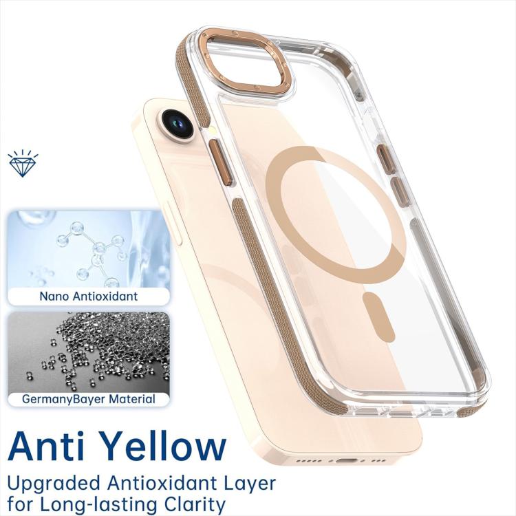 For iPhone 16e Dual-Color Clear Acrylic Hybrid TPU MagSafe Phone Case(Black)