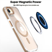 For iPhone 16e Dual-Color Clear Acrylic Hybrid TPU MagSafe Phone Case(Red)