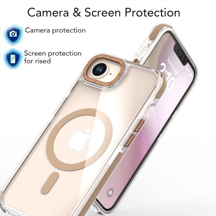 For iPhone 16e Dual-Color Clear Acrylic Hybrid TPU MagSafe Phone Case(Blue)