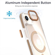 For iPhone 16e Dual-Color Clear Acrylic Hybrid TPU MagSafe Phone Case(Red)