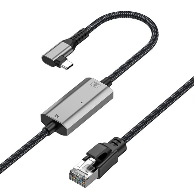 2m RJ45 to USB-C / Type-C Side Bend High Speed Network Card Ethernet Cable