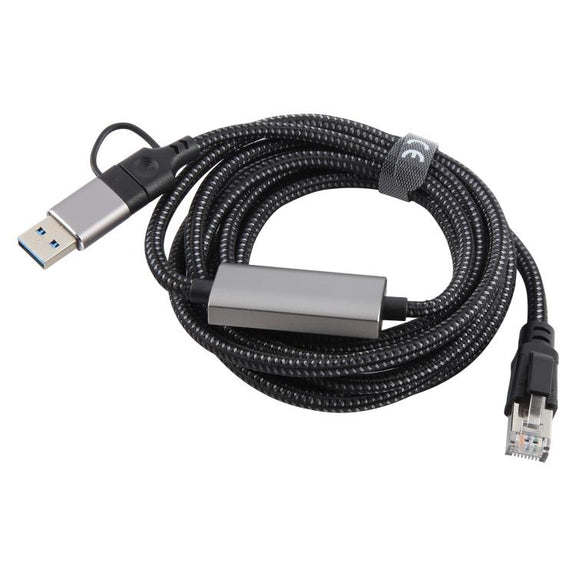 2m RJ45 to USB-C / Type-C Side Bend High Speed Network Card Ethernet Cable