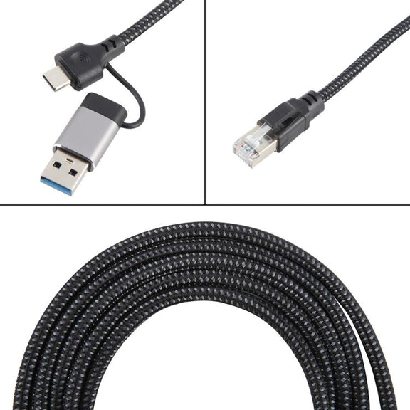 2m RJ45 to USB-C / Type-C Side Bend High Speed Network Card Ethernet Cable