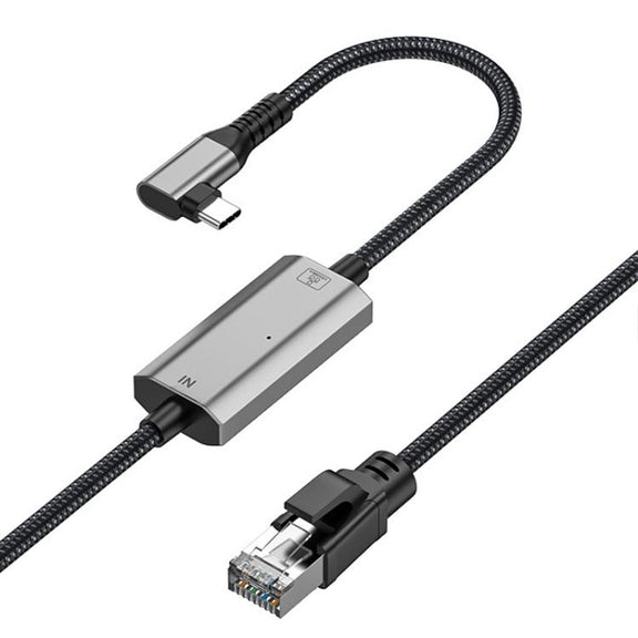2m RJ45 to USB-C / Type-C Side Bend High Speed Network Card Ethernet Cable