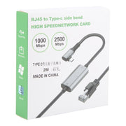 2m RJ45 to USB-C / Type-C Side Bend High Speed Network Card Ethernet Cable