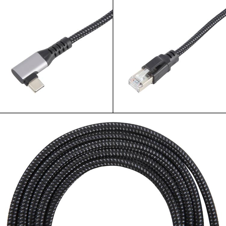 2m RJ45 to Type-C / USB 2-in-1 High Speed Network Card Ethernet Cable