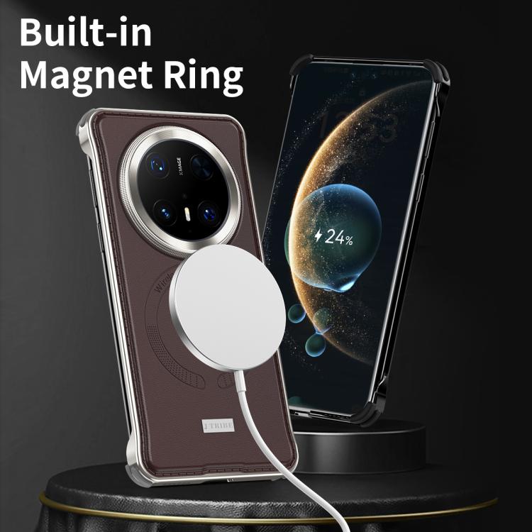 For Huawei Mate 70 Pro Metal Frameless MagSafe Leather Phone Case(Brown)