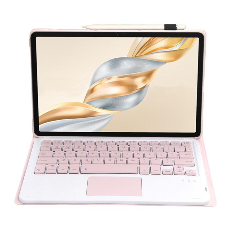 For Honor Pad X9 Pro 11.5 AH28-A Ultra-thin Detachable Bluetooth Keyboard Leather Tablet Case with Touchpad(Pink White)
