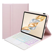 For Honor Pad X9 Pro 11.5 AH28-AS Ultra-thin Detachable Backlight Bluetooth Keyboard Leather Tablet Case with Touchpad(Pink White)