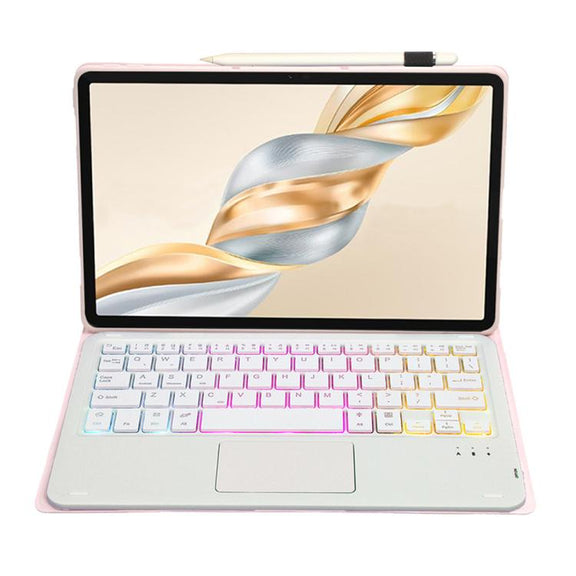 For Honor Pad X9 Pro 11.5 AH28-AS Ultra-thin Detachable Backlight Bluetooth Keyboard Leather Tablet Case with Touchpad(Pink White)