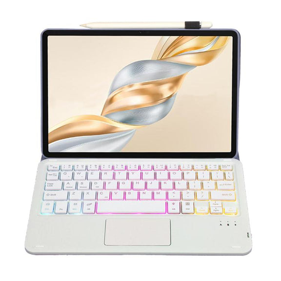 For Honor Pad X9 Pro 11.5 AH28-AS Ultra-thin Detachable Backlight Bluetooth Keyboard Leather Tablet Case with Touchpad(Lavender White)