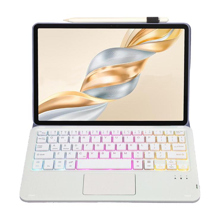 For Honor Pad X9 Pro 11.5 AH28-AS Ultra-thin Detachable Backlight Bluetooth Keyboard Leather Tablet Case with Touchpad(Lavender White)