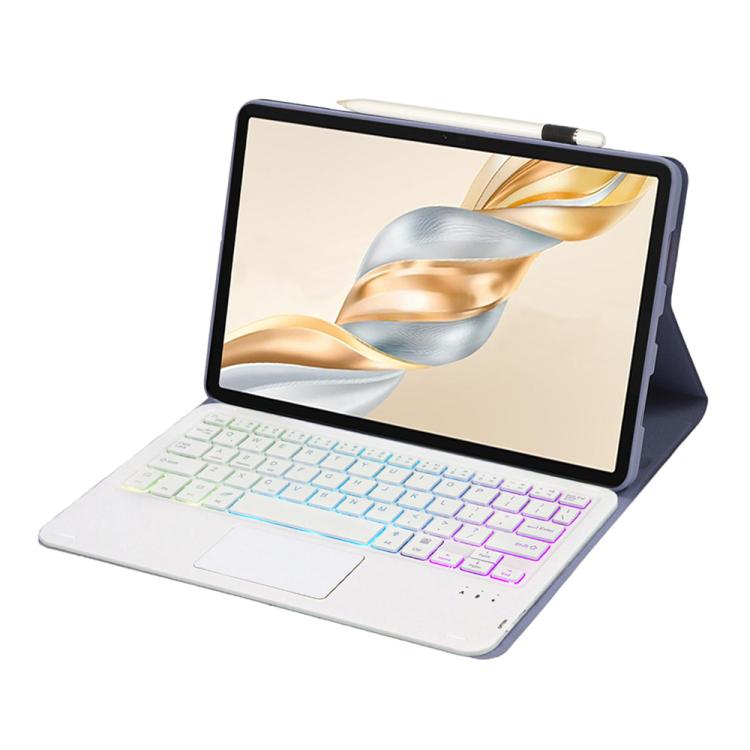 For Honor Pad X9 Pro 11.5 AH28-AS Ultra-thin Detachable Backlight Bluetooth Keyboard Leather Tablet Case with Touchpad(Lavender White)